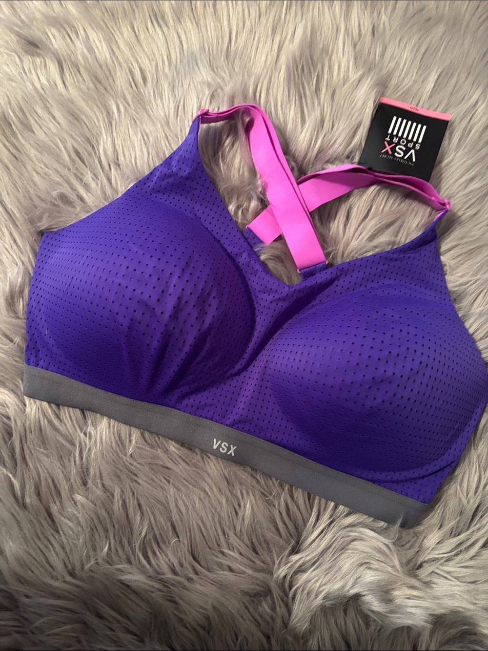 VSX Purple Sports Bra with Pink Straps